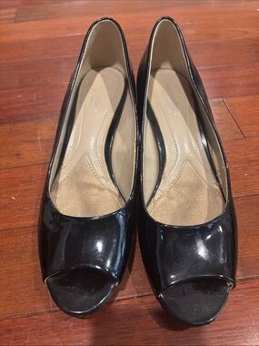 Naturalizer Black Patent Peep-Toe Heels